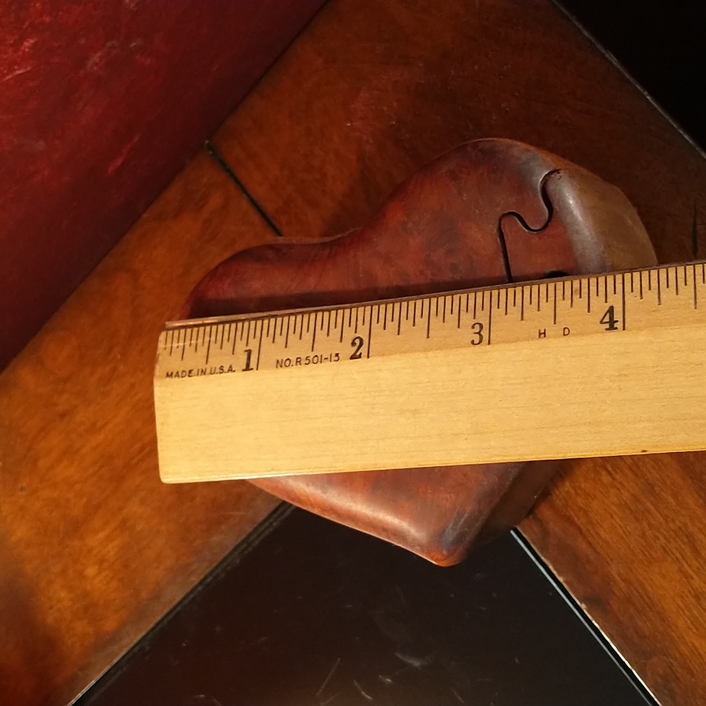 Vintage Heart Shaped Carved Wood Puzzle Jewelry Keepsake Box - Picture 6 of 7